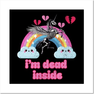 Im Dead Inside Kawaii Unicorn Skeleton Pastel Goth Creepy Cute Posters and Art